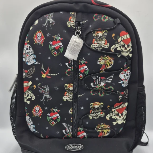 Ed Hardy | Bags | Ed Hardy Black Backpack With Tattoo 